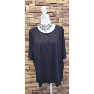 SUSAN GRAVER BLOUSE BLACK SHORT SLEEVE POLY/SPANDEX SIZE 3X